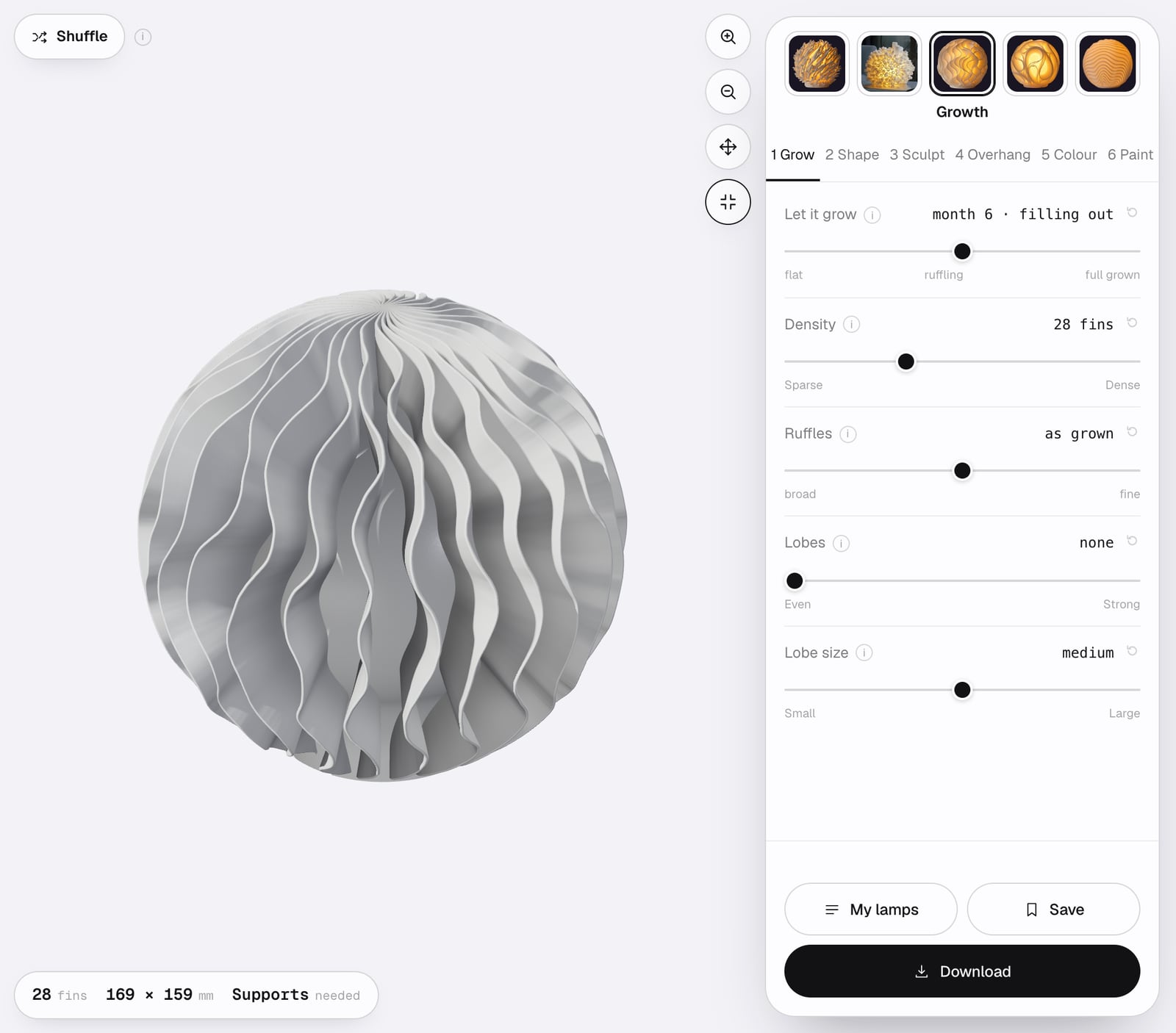 グロースランプを表示したまま、ウィンドウいっぱいに広がったスタジオ。3Dビューの横に「全画面表示を終了」ボタンがある。